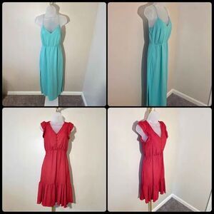 J Crew Factory Racerback Maxi + Banana Republic Polka Dot Dress lot sz 00